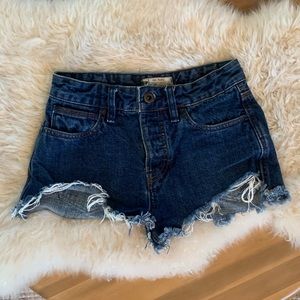 Free People Dark Wash Cutoff Shorts
